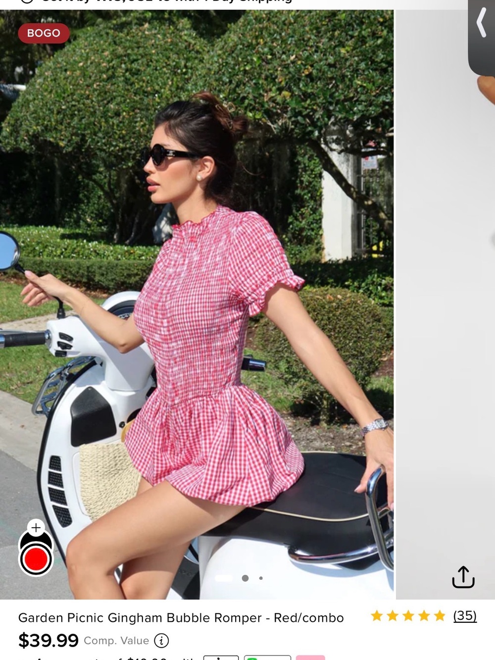 Red Gingham Bubble Romper from Fashion Nova (medium)